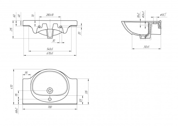 Раковина Bellezza ERIKA ERI 70 4690311008978